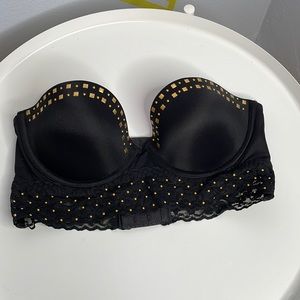 Black Studded Strapless Bustier Top